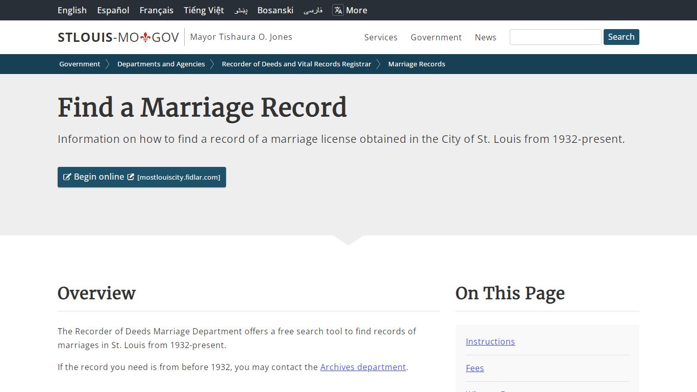 Find a Marriage Record - St. Louis